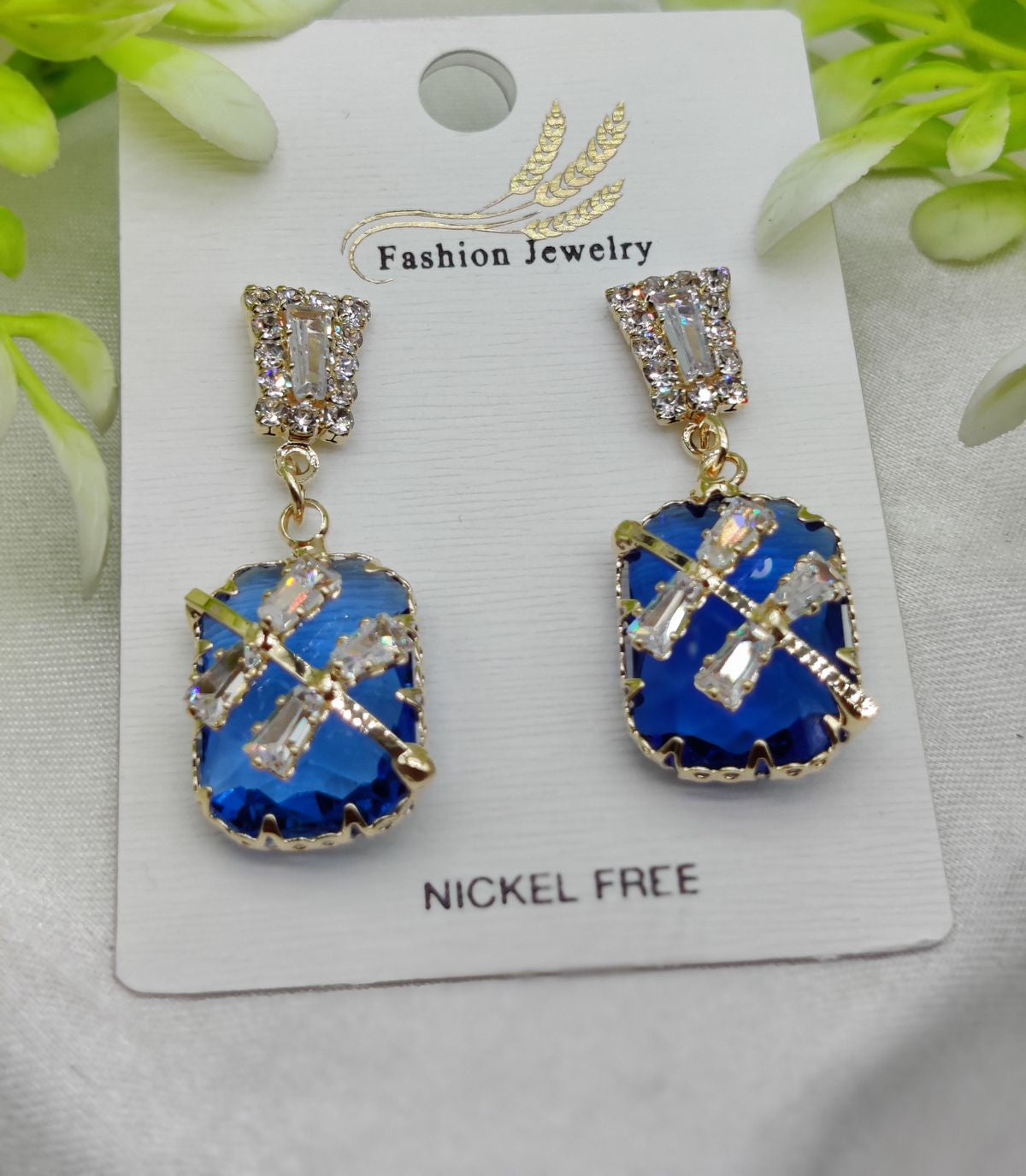 Elegant Black and Blue Crystal Earrings