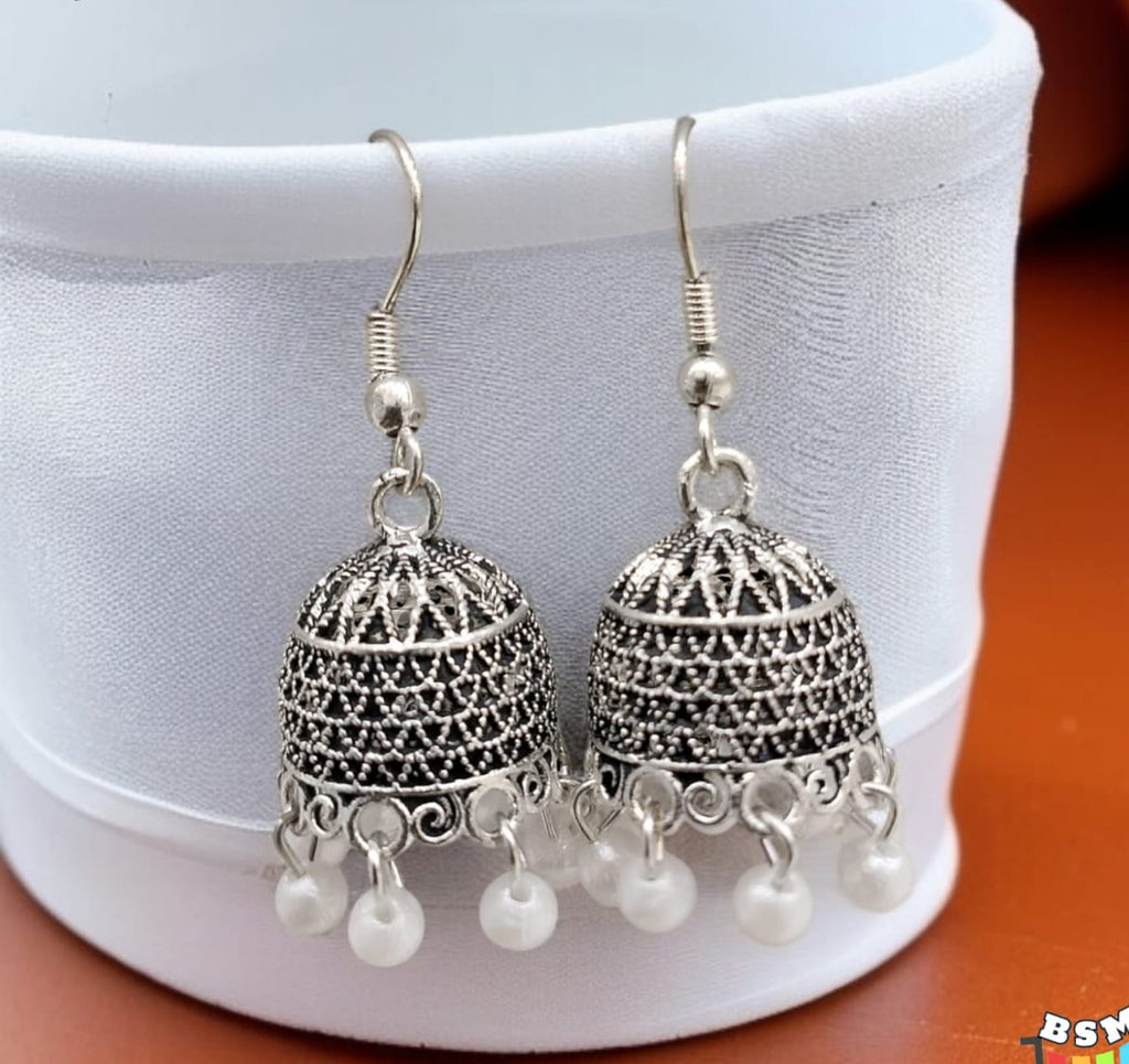 Silver Jhumka Earrings