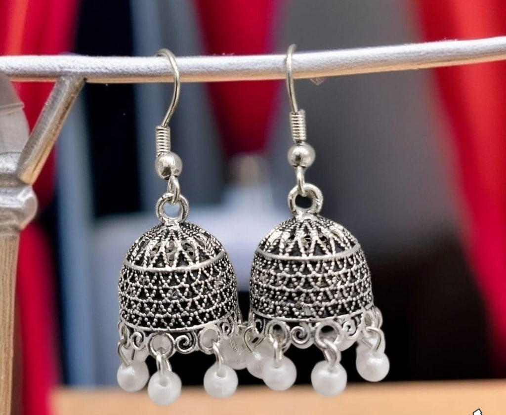 Silver Jhumka Earrings