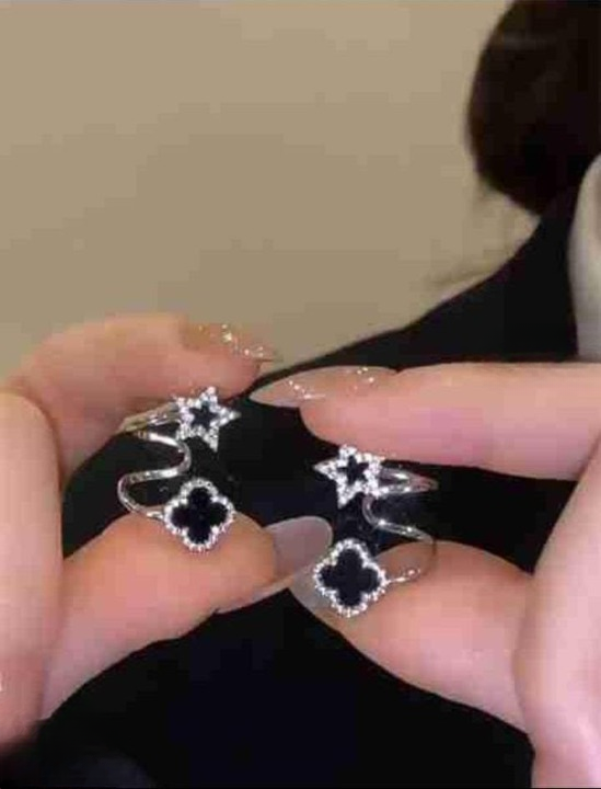 Star Earrings – Gold Plated Fashion Jewelry with Black