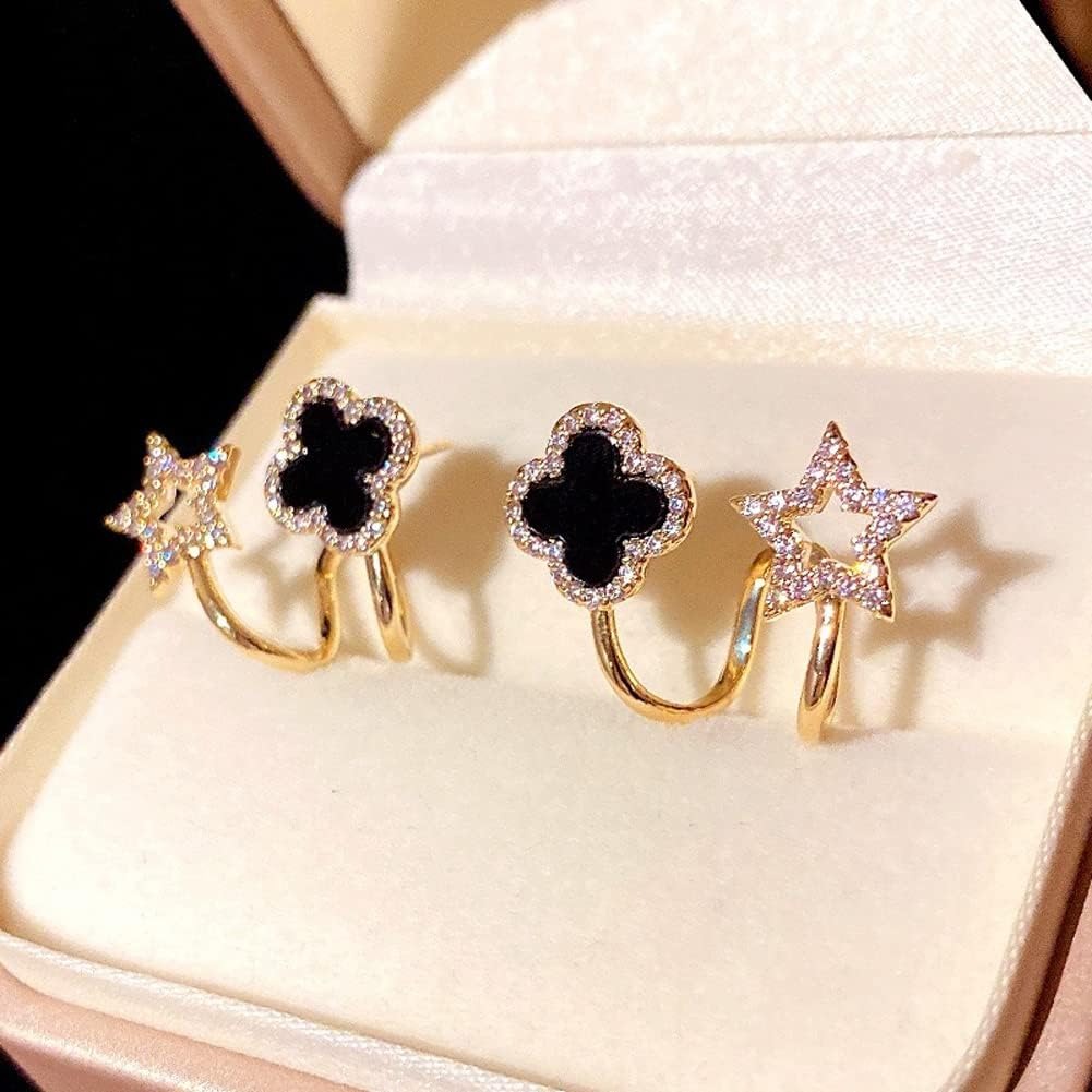 Star Earrings – Gold Plated Fashion Jewelry with Black