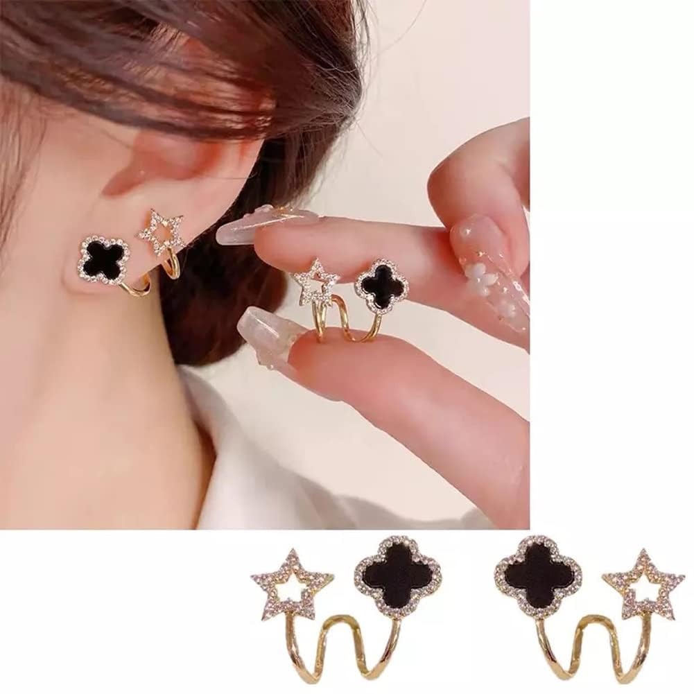 Star Earrings – Gold Plated Fashion Jewelry with Black