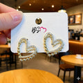 Heart Shape Double Korean Earrings- Golden