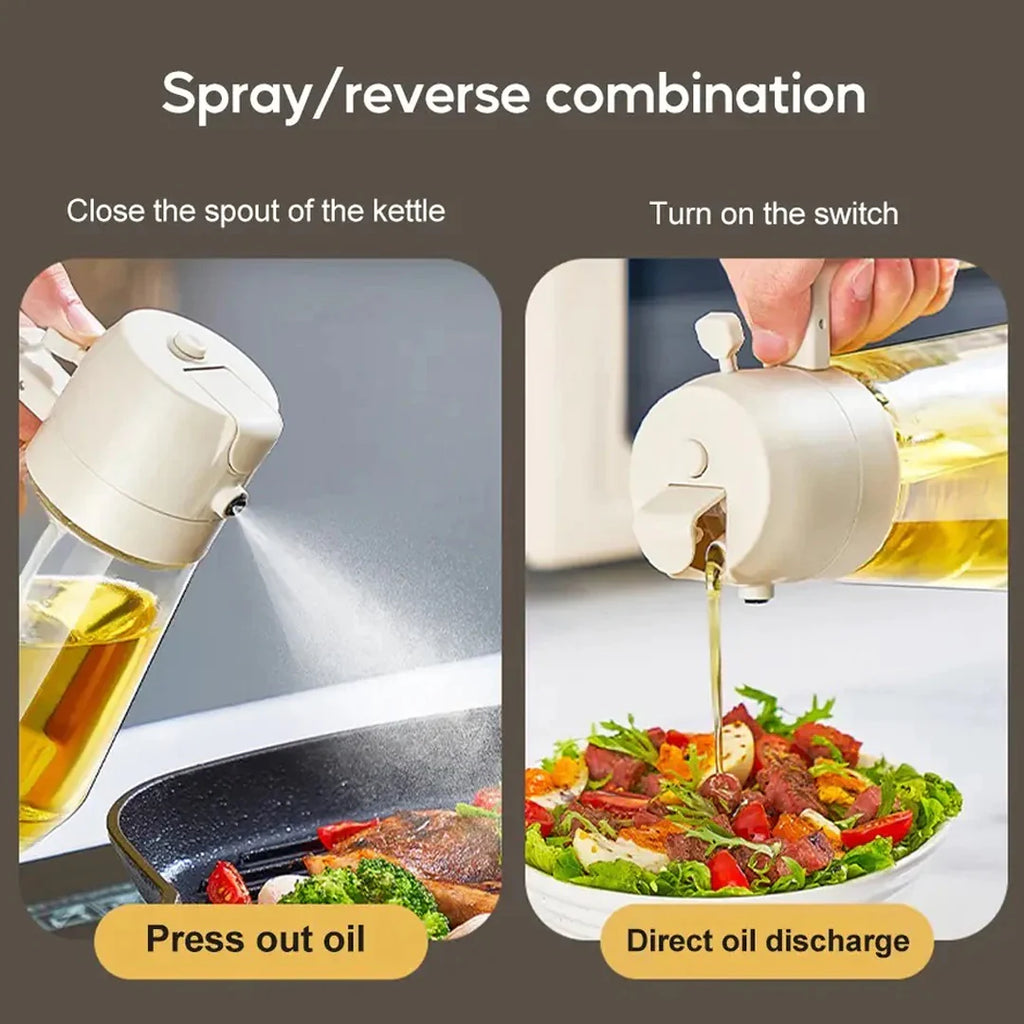 2-in-1 Oil Jug with Dispenser & Handle – Glass Cooking Oil | 450Ml