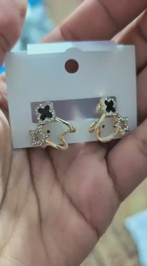 Star Earrings – Gold Plated Fashion Jewelry with Black